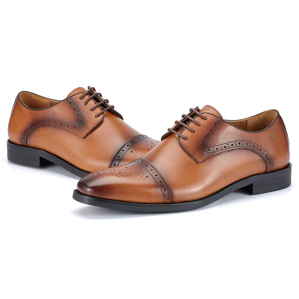 Men's First Layer Cowhide Leather Three-Joint Formal Business Dress Shoes for Office And Meeting
