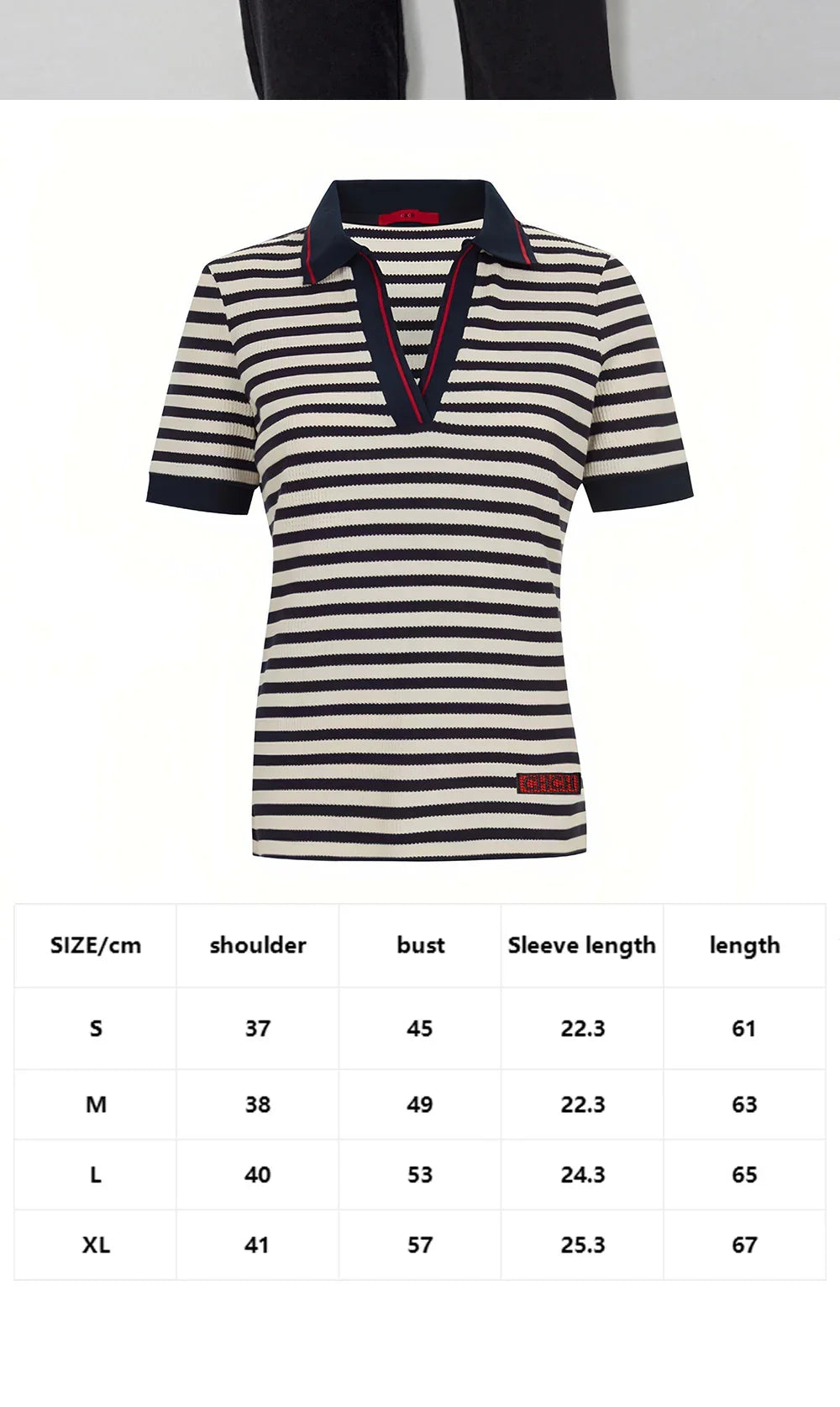 Women's T-shirt New Knitted Simple Stripe V-neck Women's Top