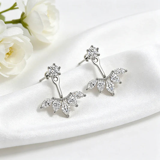 Trendy Full Moissanite Stud Earrings for Women Elegant Wedding Engagement Lab Diamond Ear Pure 925 Silver Jewelry Gifts