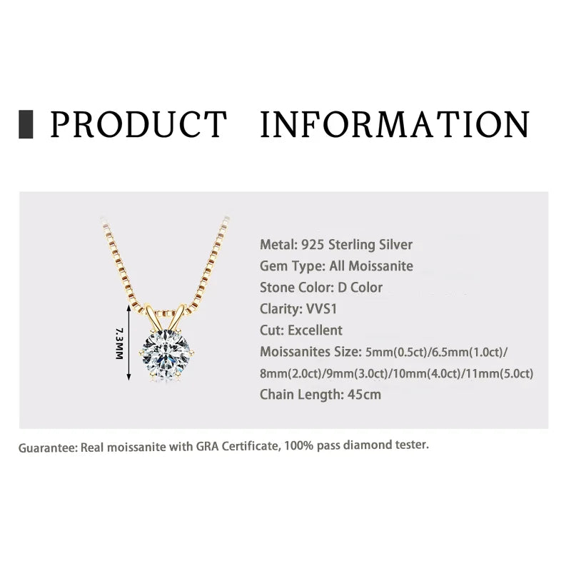 Pendant Necklaces S925 Sterling Silver Solitaire Necklace Chains For Women Jewellry Gifts