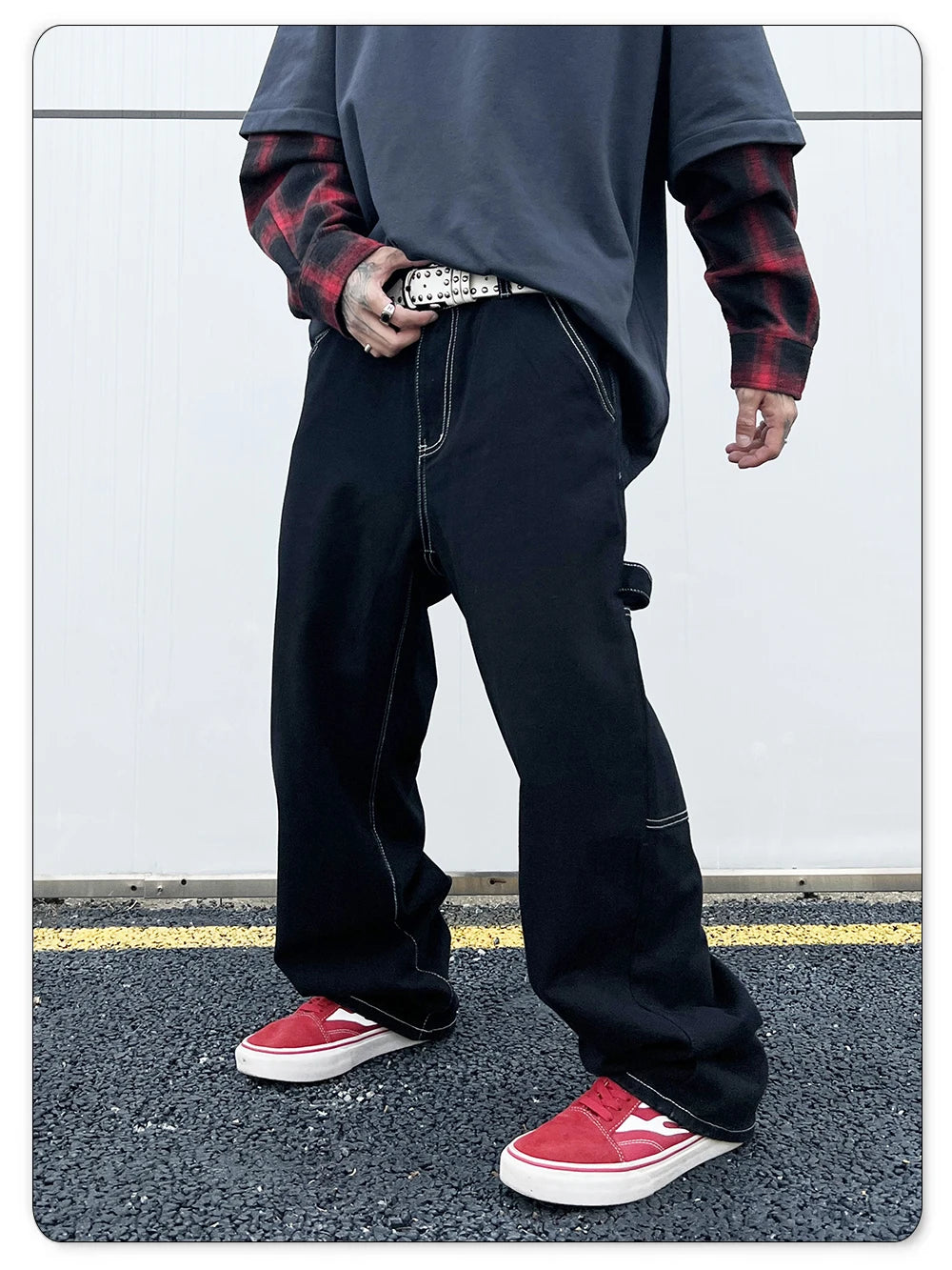 Retro Black Fashion Work Jeans Men Casual Straight-Leg Classic Work Denim Trousers Korean Brand Pant Men's Summer Pants