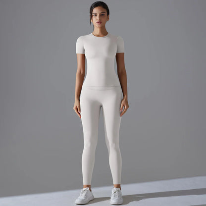 Quick-Drying Gym Leggings Set Yoga Suit Sports Set Sleeve Breathable Stretchy GYM Yoga Slim Fitness Active Top Tight Yoga Pant