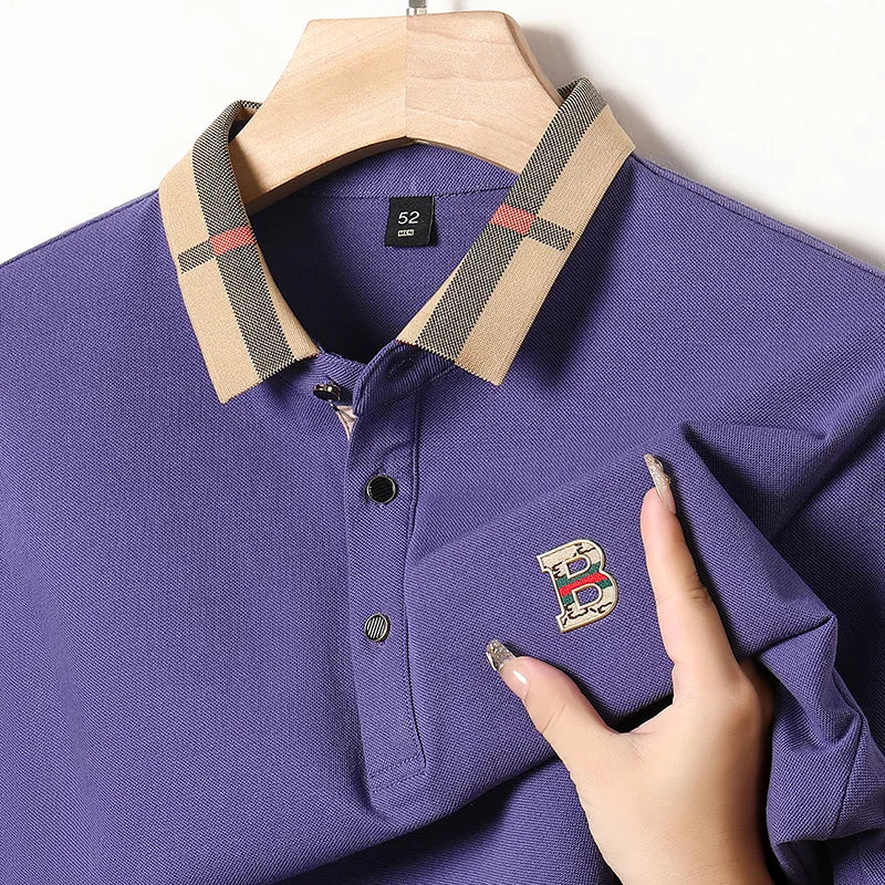 Designer Embroidered High End Brand Long Sleeved Cotton Polo Shirt Spring Autumn Fashion Casual Lapel T-Shirt Top Men's Clothing