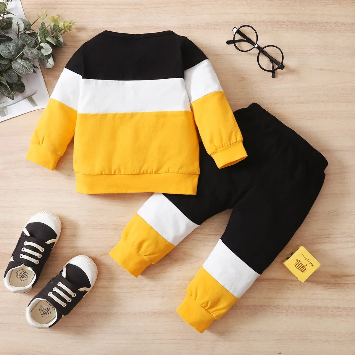 Newborn Baby Boy 2PCS Clothes Set Patchwork Long Sleeve T-shirt Top+Pants Set Autumn Sport Casual Outfit for Toddlers 0-2 Years