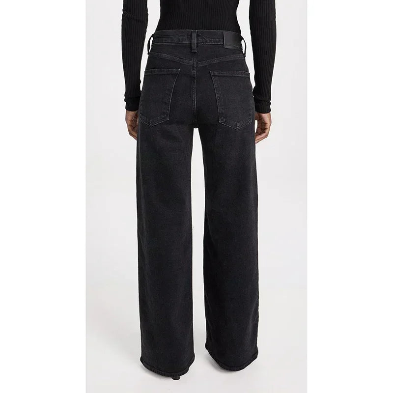 Ins Fashion Jeans Women Comfortable High Waisted White Jeans Girls Thin Stretch Denim Pants Female Straight Leg Trousers