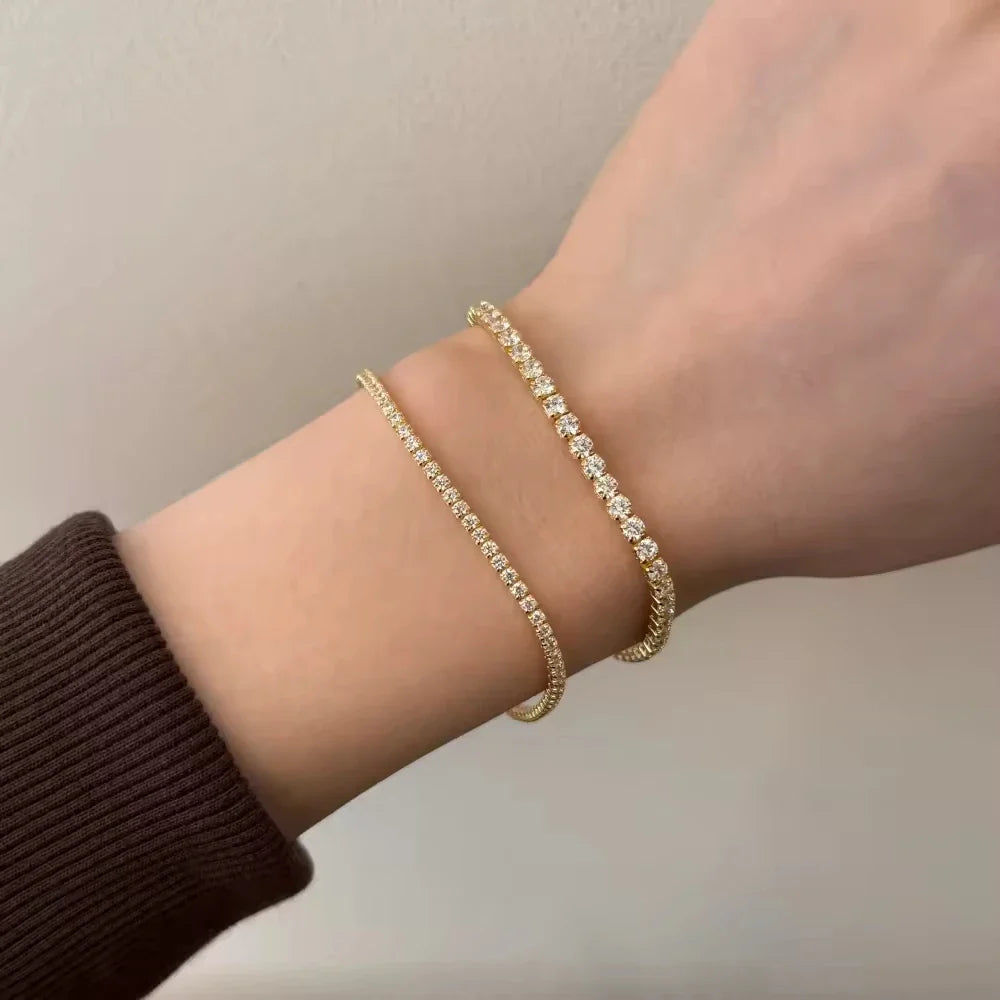 Hip Hop 2 2.5 3 4 5 6.5mm Unisex Moissanite Tennis Bracelet For Women Men 925 Sterling Silver Moissanite Bracelet Fine Jewelry