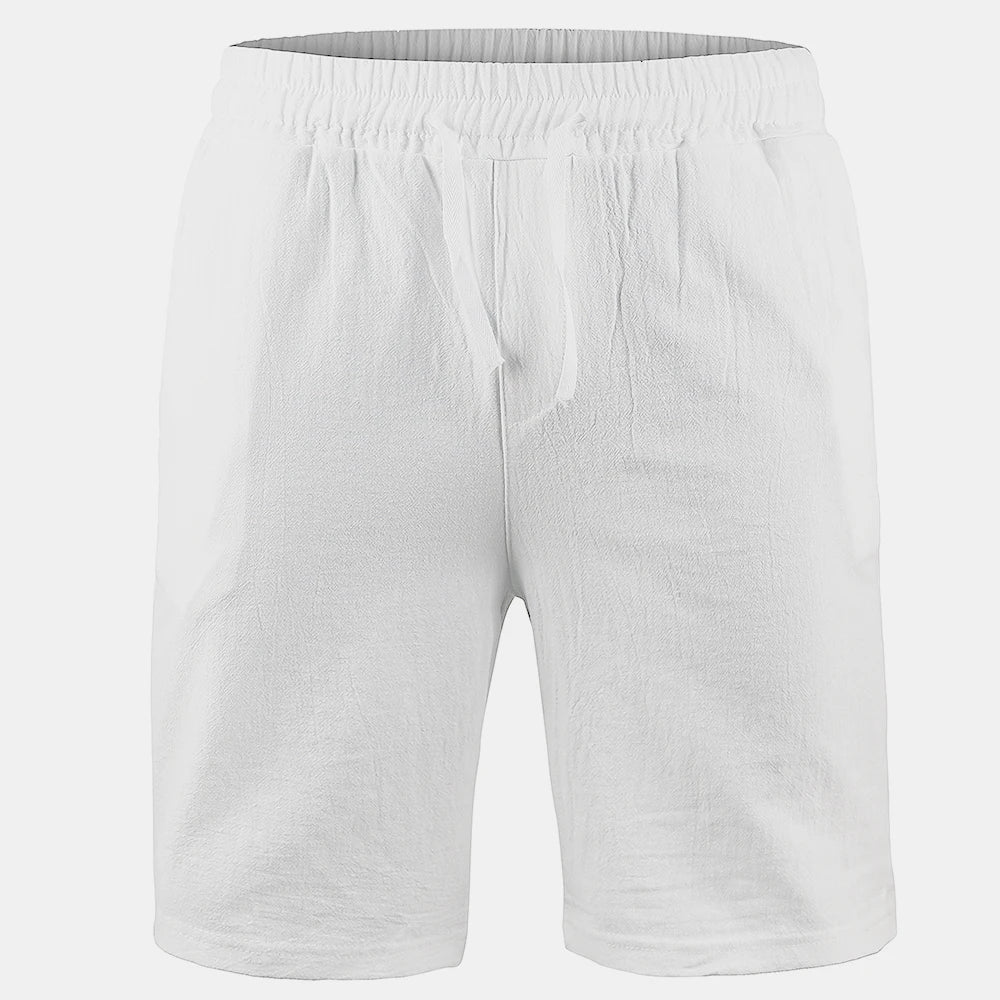 New Men's Cotton Linen Shorts Pants Male Summer Breathable Solid Color Linen Trousers Fitness Streetwear S-3XL