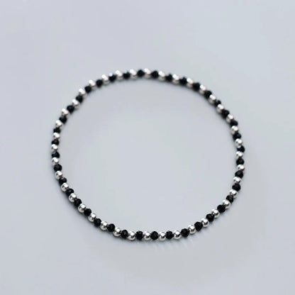 Fashion Black Crystal or Ball Strand Bracelet for Women 925 Sterling Silver Simple Bracelet Fine Jewelry Gift 2020 New