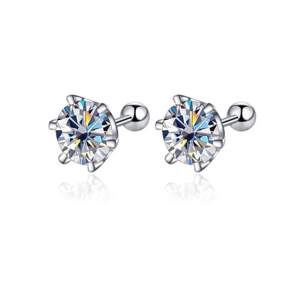 0.5-2ct Moissanite Screw Stud Earrings D Color 925 Sterling Silver Diamond Earrings For Women Wedding Fine Jewelry