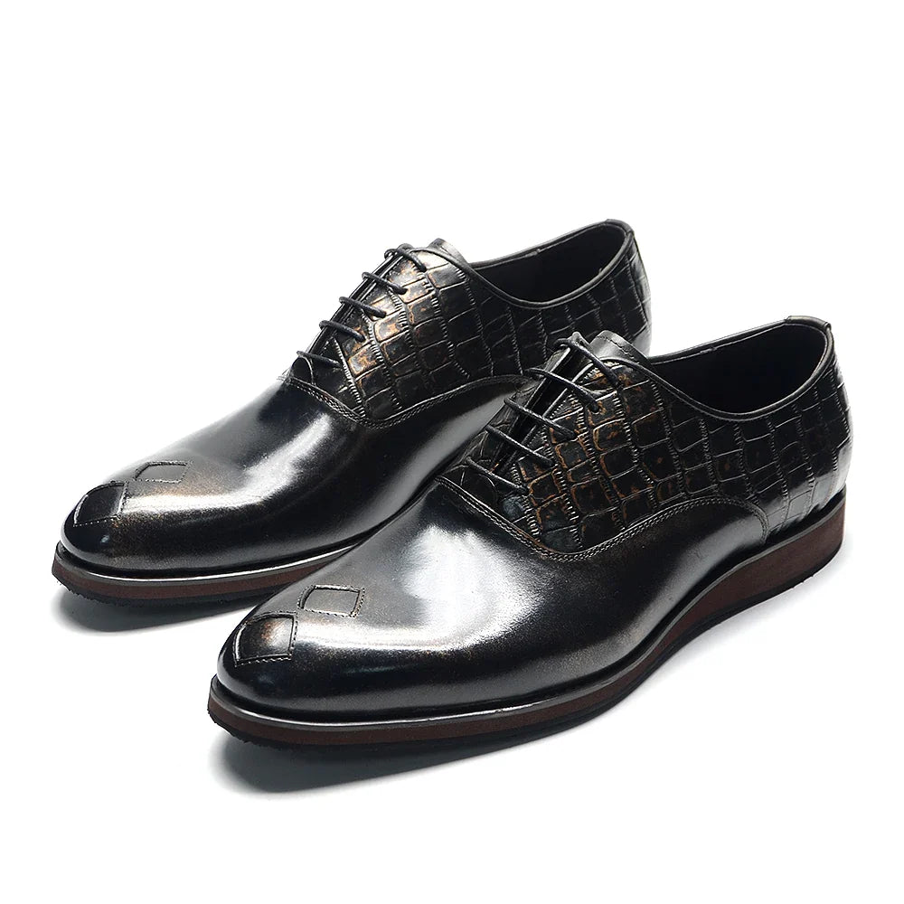 Classic Italian Casual Business Men's Oxford Formal Shoes Genuine Leather Black Handmade Comfortable Sole Lace-up Man Sneakers