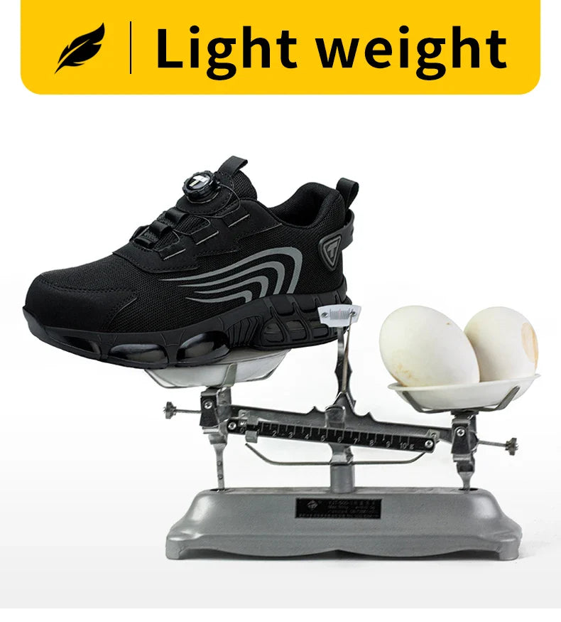 Rotary button New safety shoes Men's anti-smash anti-puncture work shoes Fashion men's sneakers Safety boots
