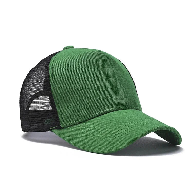 Custom Trucker Hat Logo Cotton Mesh Breathable Baseball Cap Women Men Summer Sunshade Mesh Cap 5 Panels Truck Hat Cap Wholesale