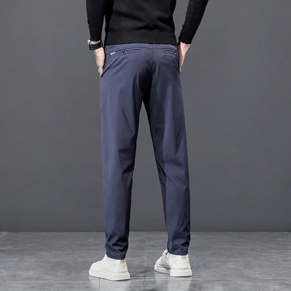 Spring Autumn Men's Golf Casual Pants Solid Color Elastic Waist Design Business Trousers Straight Stretch Korean New Male Pants
