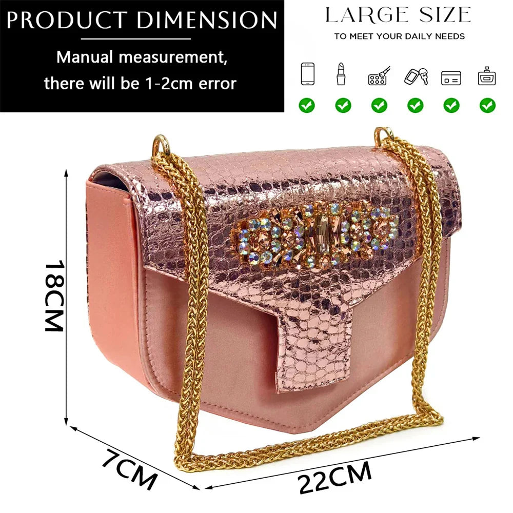 Italian Design Rhinestone-encrusted Ladies Party Shoes And Special Bag High Heels And Dual Purpose Bag Women's Shoes