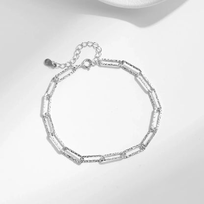 Real 925 Sterling Silver Irregular Wavy Lock Chain Bracelets Trendy Stackable DIY Jewelry For Women Female Accessories