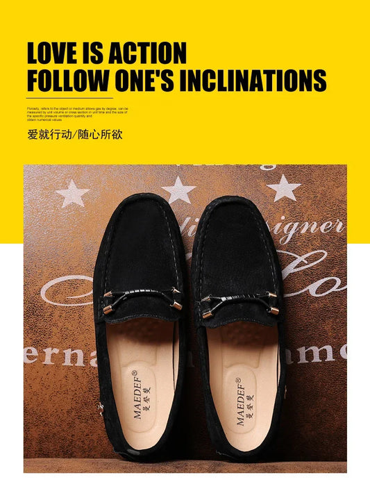 Mocassins Masculinos Leves e Macios Sapatos Casuais para Dirigir e Escritório, Antiderrapantes, Confortáveis, de Camurça, para Homens, Tamanho Grande 48