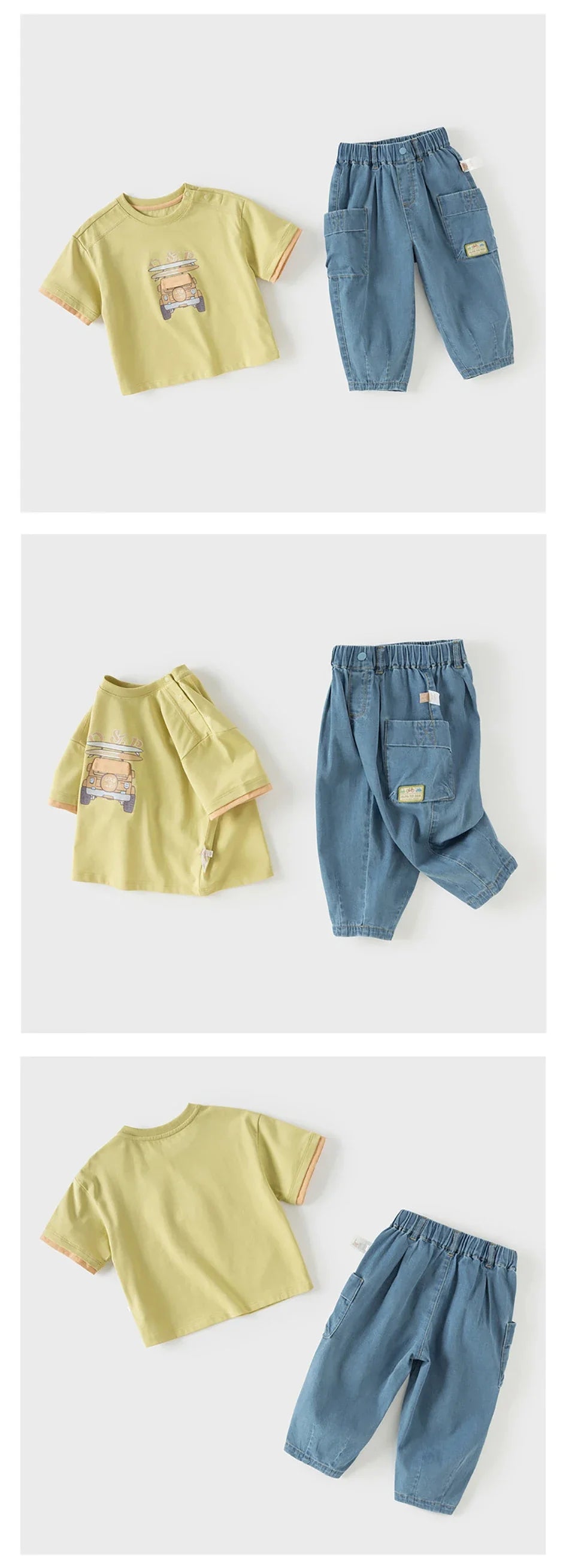 Boys 2PCS Suit Summer T-shirt Jeans Pants Sets Children Short-Sleeved T-shirt Trousers Two-Piece Set Casual DB2261195