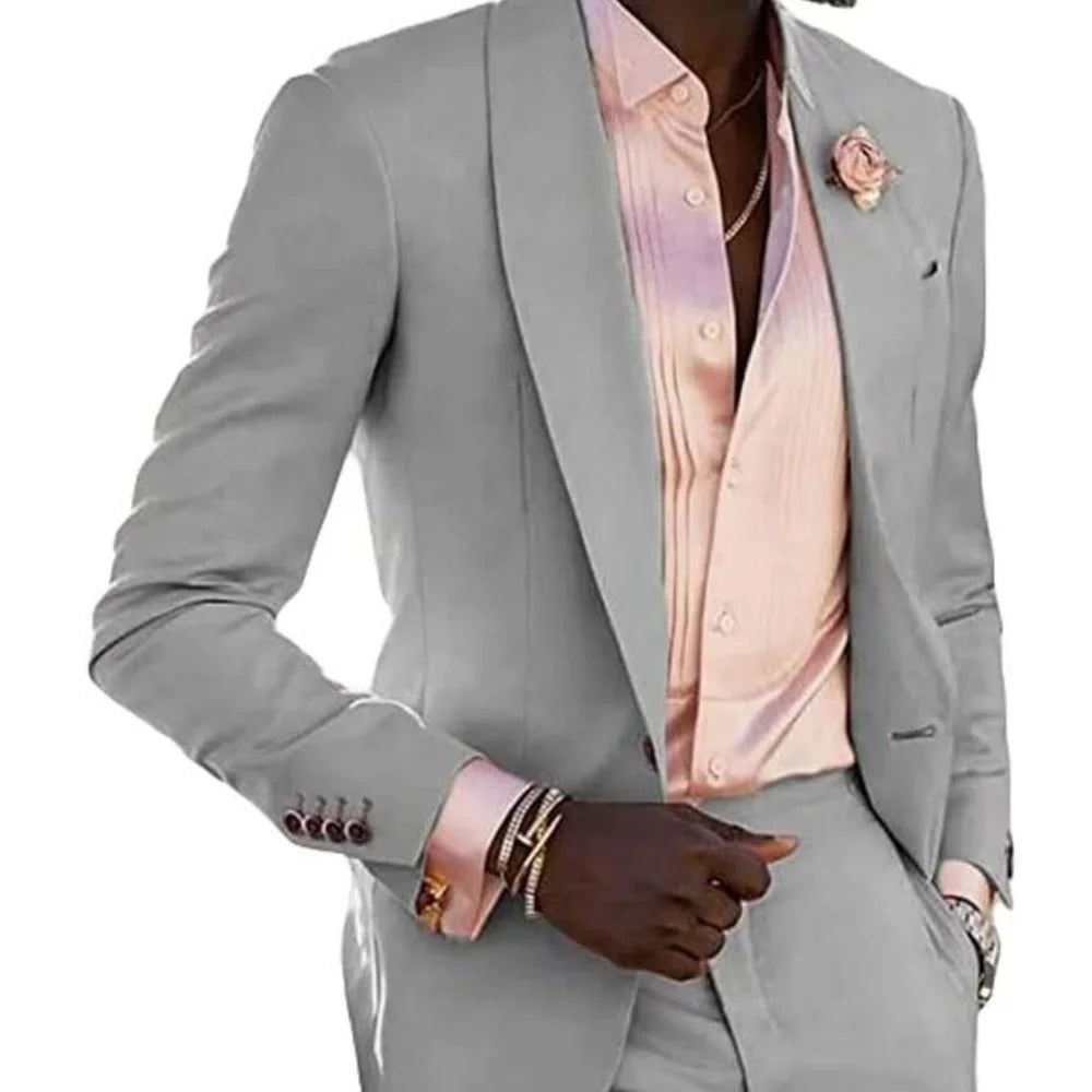 Men's 2-Piece Tuxedo Slim Fit Moda Masculina Wedding Smoking Blazer Jacket And Pants Traje Homme Mariage Fitted Formal Wear