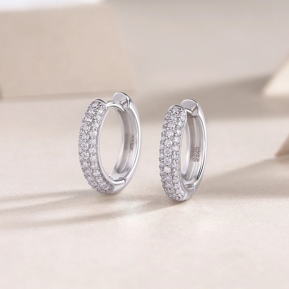 D color moissanite stud earrings 925 silver 18K gold plated hoop earrings, women's wedding party jewelry with gift box