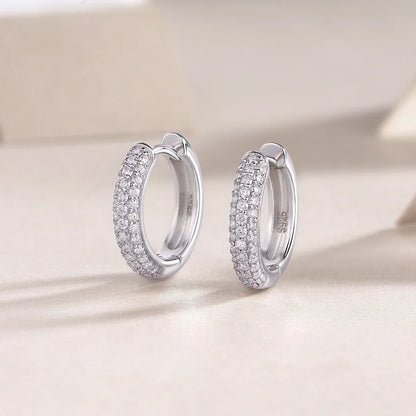 D color moissanite stud earrings 925 silver 18K gold plated hoop earrings, women's wedding party jewelry with gift box