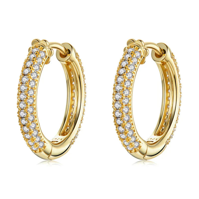 925 Sterling Silver European Simple CZ Ear Buckles Heart Hoop Earrings for Women Wedding Gift Minimalism Jewelry E737