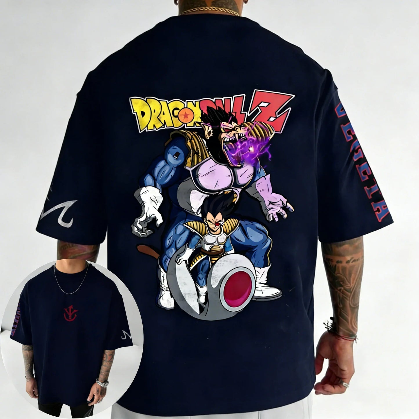 Anime Oversized Cotton T-shirt Summer New Vegeta Printed Men's and Women's Street Hip Hop Loose Casual Top