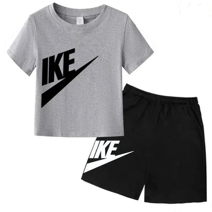 Kids Summer Short Sleeve T-shirt Shorts 2Pcs Set Boy Girl Casual Sport Jogging Suit Toddler 3-12Y
