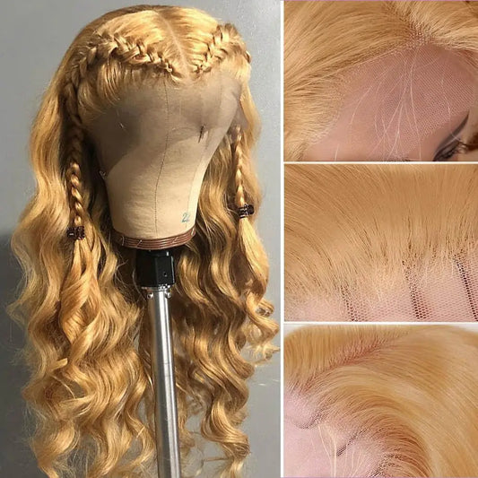 13x6 HD Lace Front Human Hair Wig 210% Density Body Wave Human Hair Wigs Colored 27# Pre Plucked Brazilian Hair