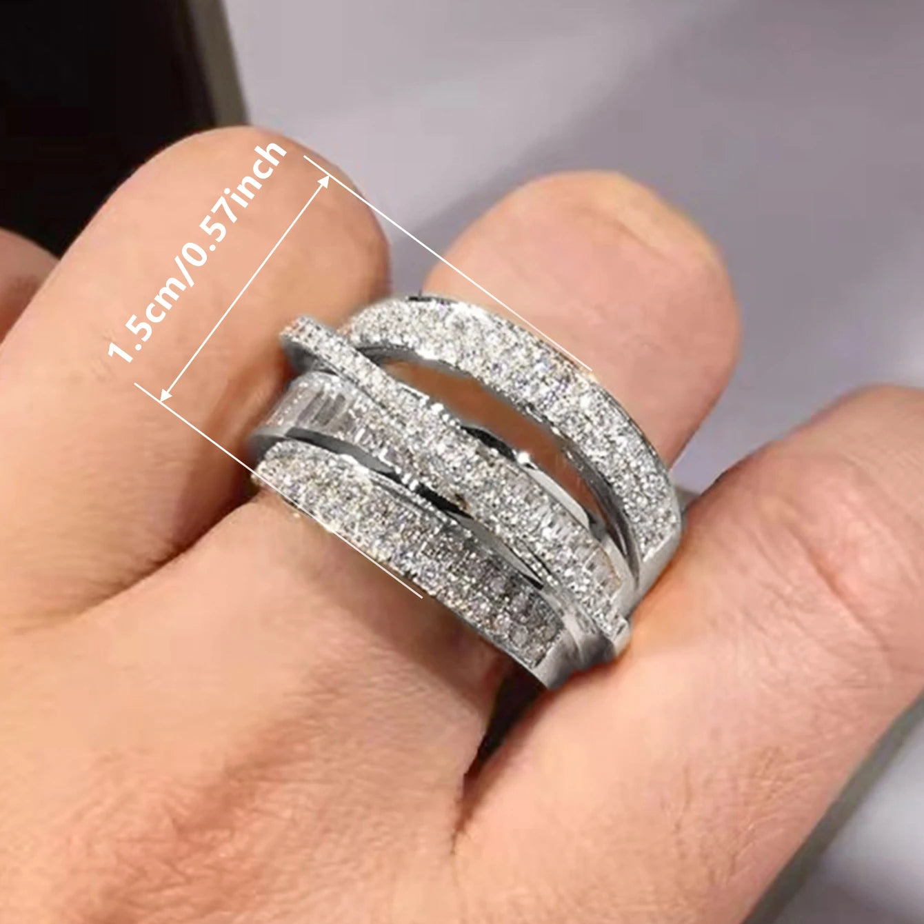 Gold Color Rings Gorgeous Women Wedding Accessories Full Sparkling Cubic Zirconia Party Luxury Trendy Jewelry