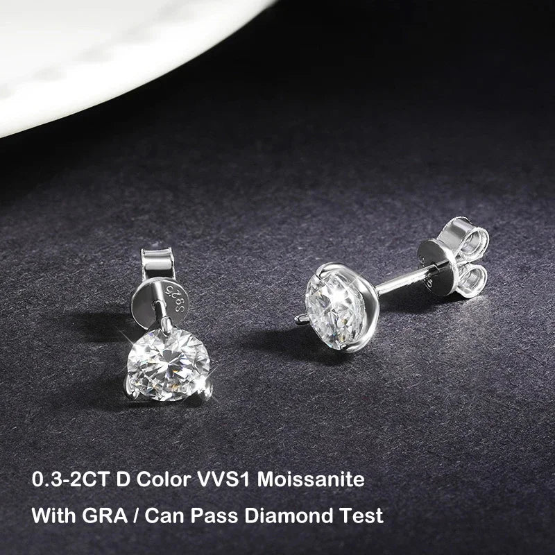 2 in 1 Full D Color Moissanite Stud Earrings for Women S925 Silver 4.6cttw All Diamond Earring Pierced Ear Fine Jewelry