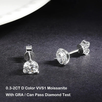 2 in 1 Full D Color Moissanite Stud Earrings for Women S925 Silver 4.6cttw All Diamond Earring Pierced Ear Fine Jewelry