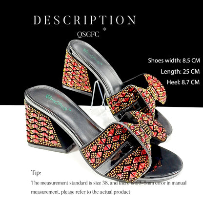 Italian Style Women Banquet Shoes And Bag With Rhinestone Decoration Three-Dimensional Small Bag Match Women High Heel