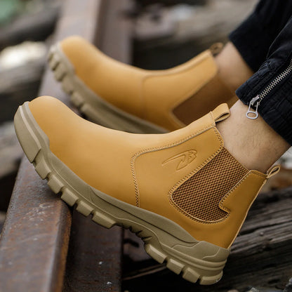 Quality Men Work Boots Anti-smash Anti-puncture Safety Shoes Chelsea Boots Anti-scald Welding Shoes Indestructible Men Boots