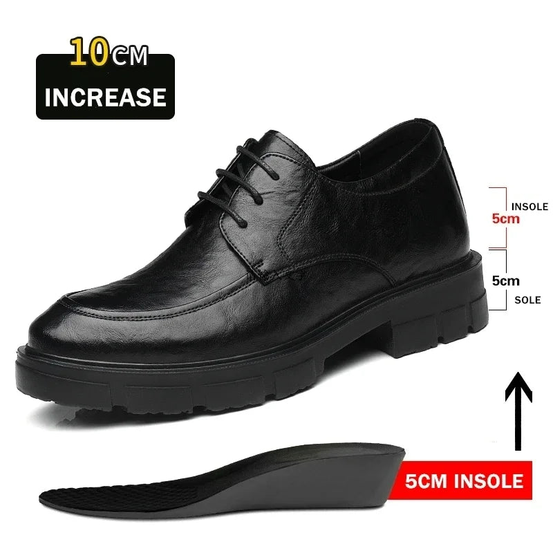 Men Dress Elevator Shoes Platform Breathable Lift Casual Business Luxury Genuine Leather Heightening Shoes5/8/10CM Taller Male
