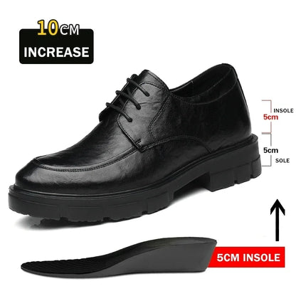 Men Dress Elevator Shoes Platform Breathable Lift Casual Business Luxury Genuine Leather Heightening Shoes5/8/10CM Taller Male