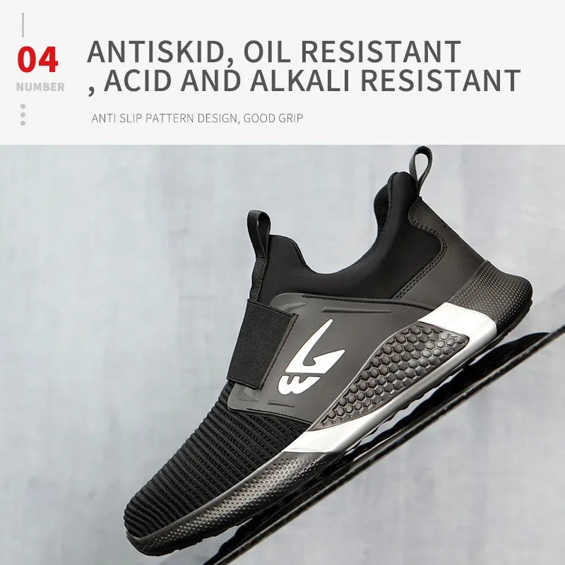 New Summer Safety Shoes Comfortable Men's Sports Shoes Lightweight Waterproof Sneakers Work Shoes Men's Steel Toe Work Boots
