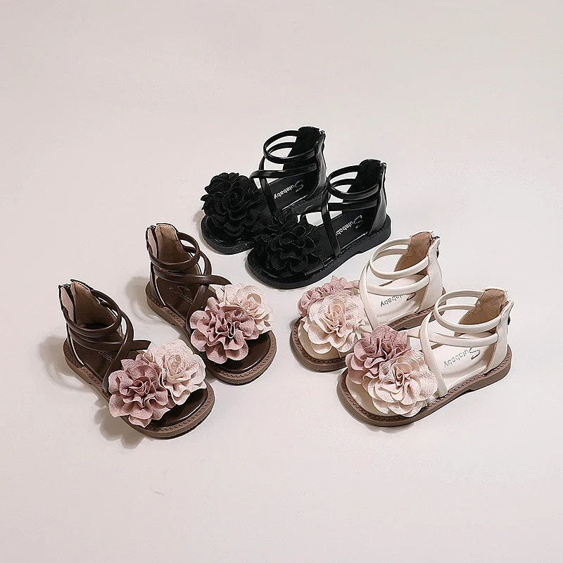 Girls' Sandals 2026 Summer New Children's Flower Princess Shoes Soft Sole Anti Slip Baby Girls' Roman Sandals