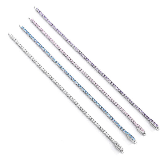 2mm Blue High Carbon Diamond Tennis Bracelet for Women 925 Sterling Silver Color Gemstone Bracelets Party Jewelry Gifts