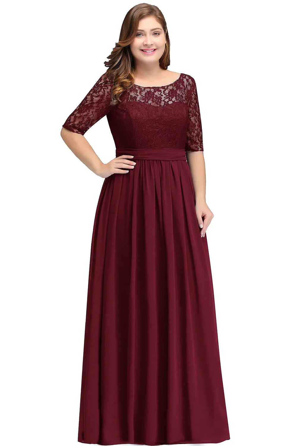 Burgundy Plus Size Bridesmaid Dresses Long V Back Sleeveless Evening Party Prom Gowns A-line Birthday Gift Women Robe De Soiree