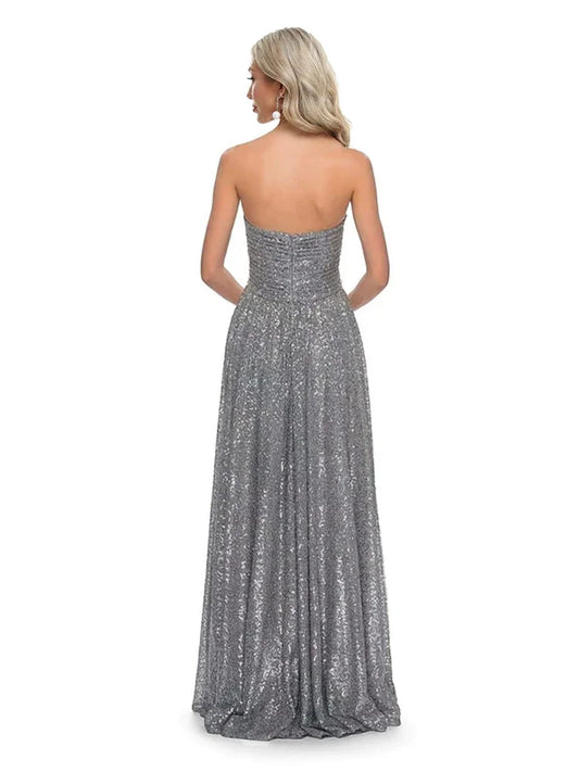 Vestidos de luxo sereia com lantejoulas prateadas sem alças, costas abertas, para festa de casamento e formatura