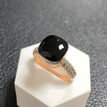 10.6mm Topaz Ring For Women Inlay Light Blue Zircon Candy Water Drop Crystal Ring Rose Gold Plated Jewelry Gift
