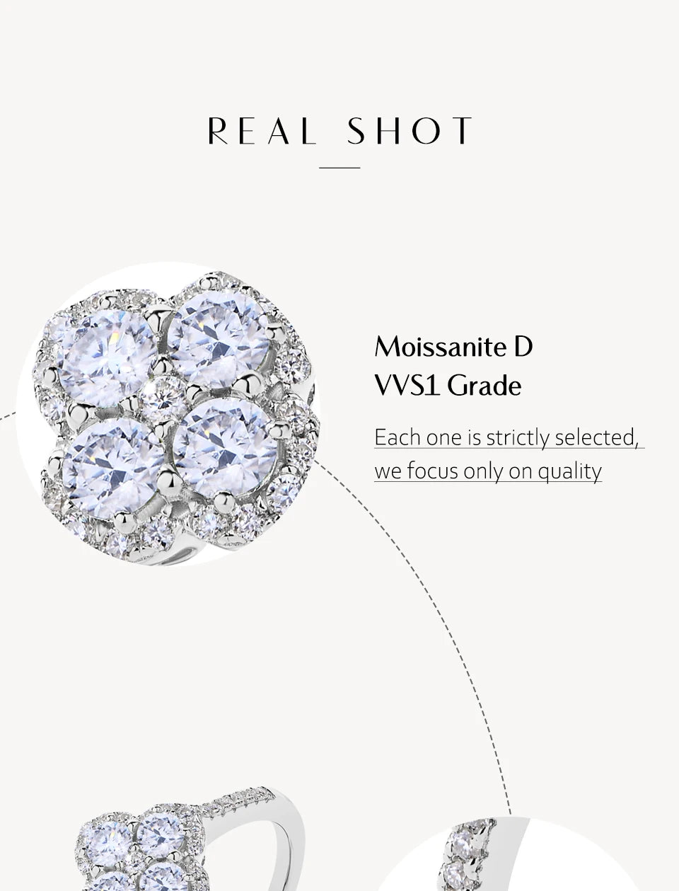 Classic Moissanite Rings for Women D Color VVS1 Real 925 Sterling Silver Engagement Wedding Party Exquisite FineJewelry