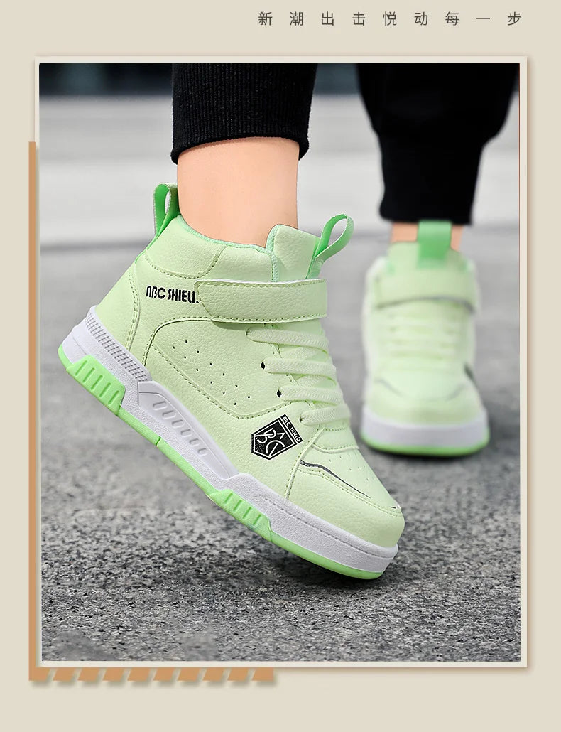 Children‘s High-top Basketball Boots Boys Girls Non-slip Basketball Trainers Outdoor Jogging Sneakers Breathable Athletic Shoes
