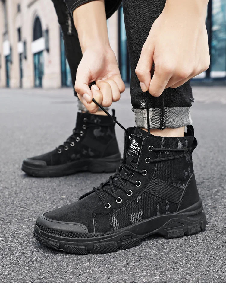 Camouflage Boots for Men Autumn Winter Platform Boots Outdoor High-top Shoes Men Ankle Boots Buty Robocze Meskie wear-resistant