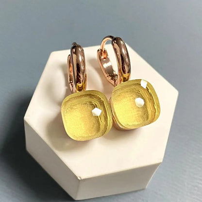 10.6mm Classic Nudo Earrings For Women High Quality Crystal Earrings Square Blue Topaz Earrings Fashion Jewelry Gift