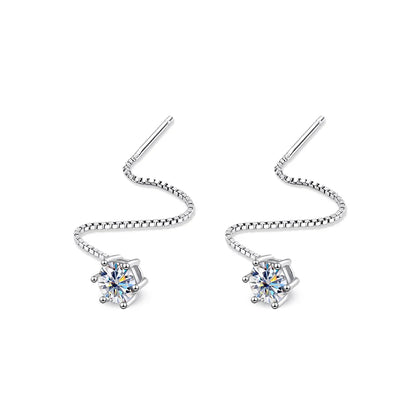 100% 925 Sterling Silver 2ct Moissanite Drop Earrings For Women Long Tassel Earring Wedding Party Luxury Fine Jewelry Gift