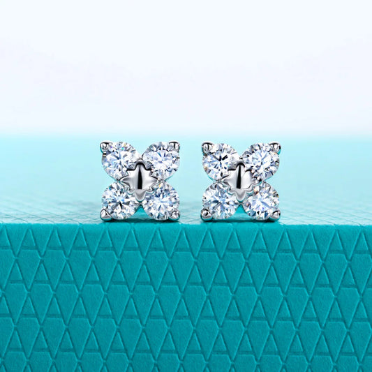 0.8cttw D Color Moissanite Diamond 925 Sterling Silver With Cer Classic Cross Stud Earrings for Woman Jewelry Wholesale