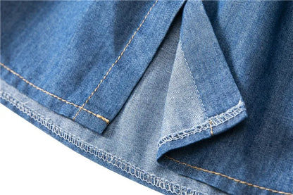 Women Blue Detachable Underskirt Shirt Extenders Layering Irregular Fake Top Blouse Tail Hem Adjustable Shirt Hemline