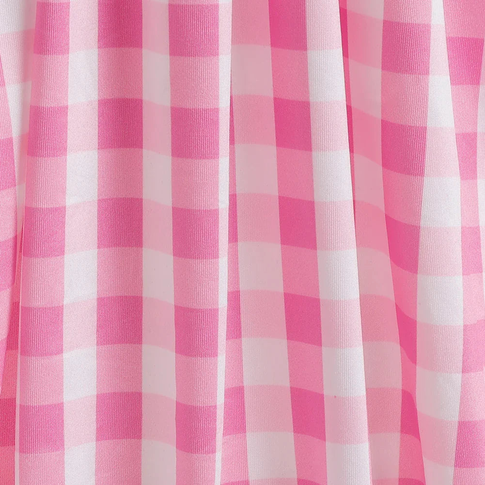 Girls Cute Dress Plaid Pink Vintage Dresses Casual Slim Dress Evening Party Summer Clothes for Girls Vestidos 3 4 5 6 Years