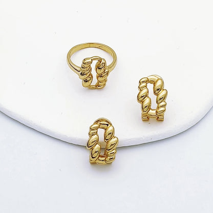 Minimalist Style Jewelry Set 18K Gold Plated Women Necklace Earrings Bracelet And Ring 4pcs Jewelry Set Wedding Party Gift